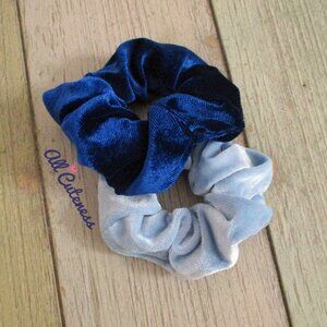 2 Blue Velvet Hair Scrunchies